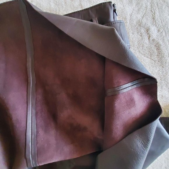 vintage rustic brown Donna di Eleganza leather A-line bowtie belt raw hem skirt - Picture 3 of 3